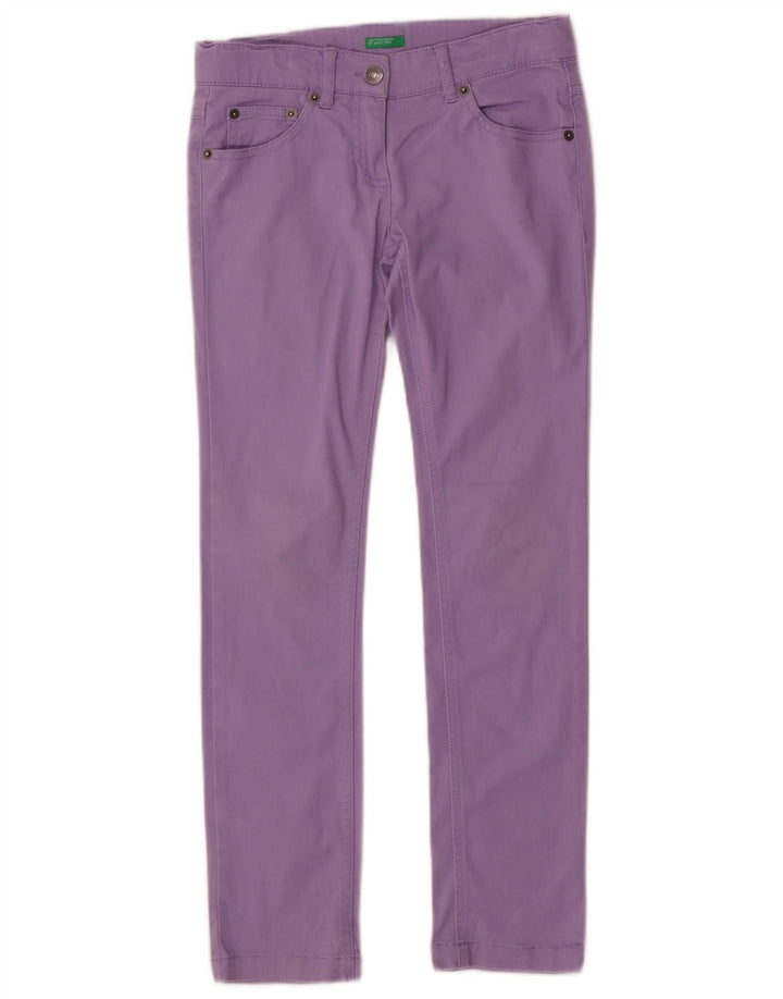 BENETTON Girls Slim Jeans 8-9 Years Large W26 L26 Purple Cotton