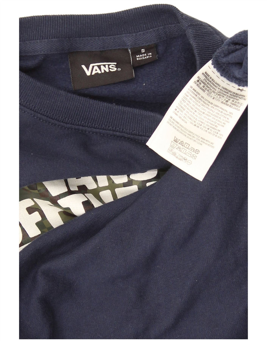 Vans Boys Graphic Sweatshirt Jumper 7-8 Years Small Navy Blue Cotton