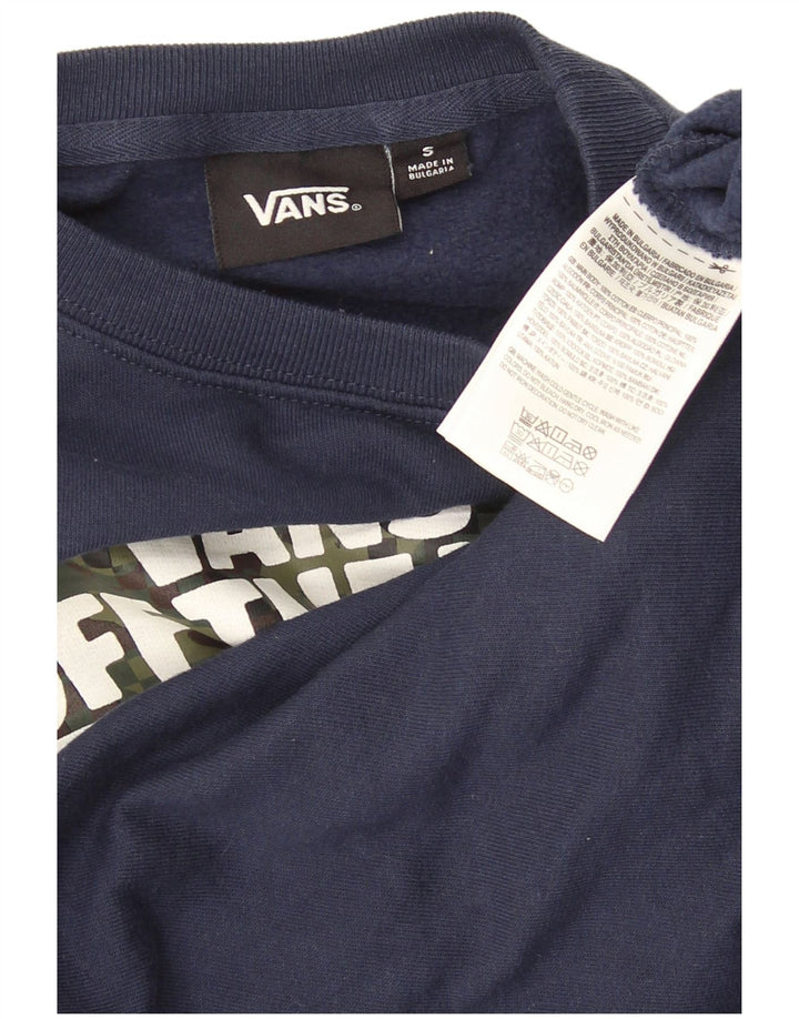 Vans Boys Graphic Sweatshirt Jumper 7-8 Years Small Navy Blue Cotton