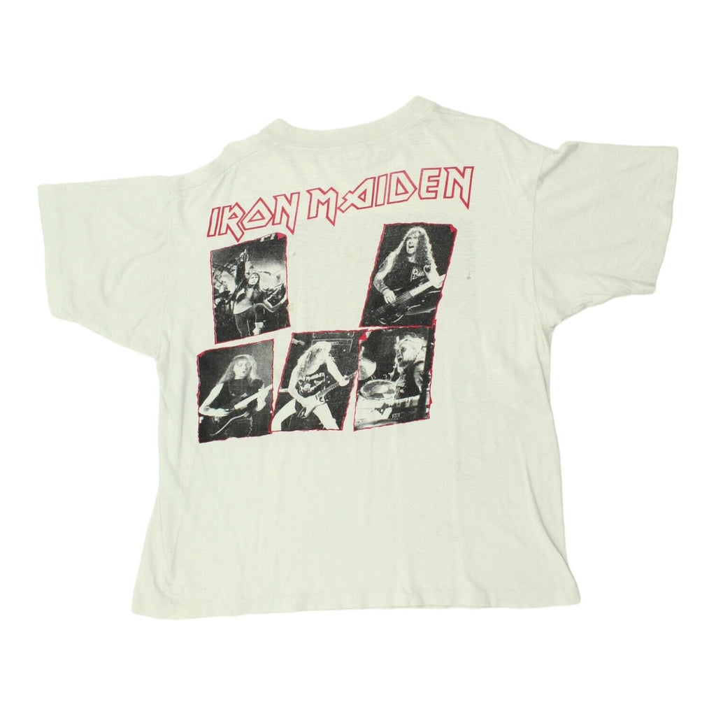 Iron Maiden Bring Your Daughter To The Slaughter Mens White Tshirt | Vintage 90s | Vintage Messina Hembry | Thrift | Second-Hand Messina Hembry | Used Clothing | Messina Hembry 