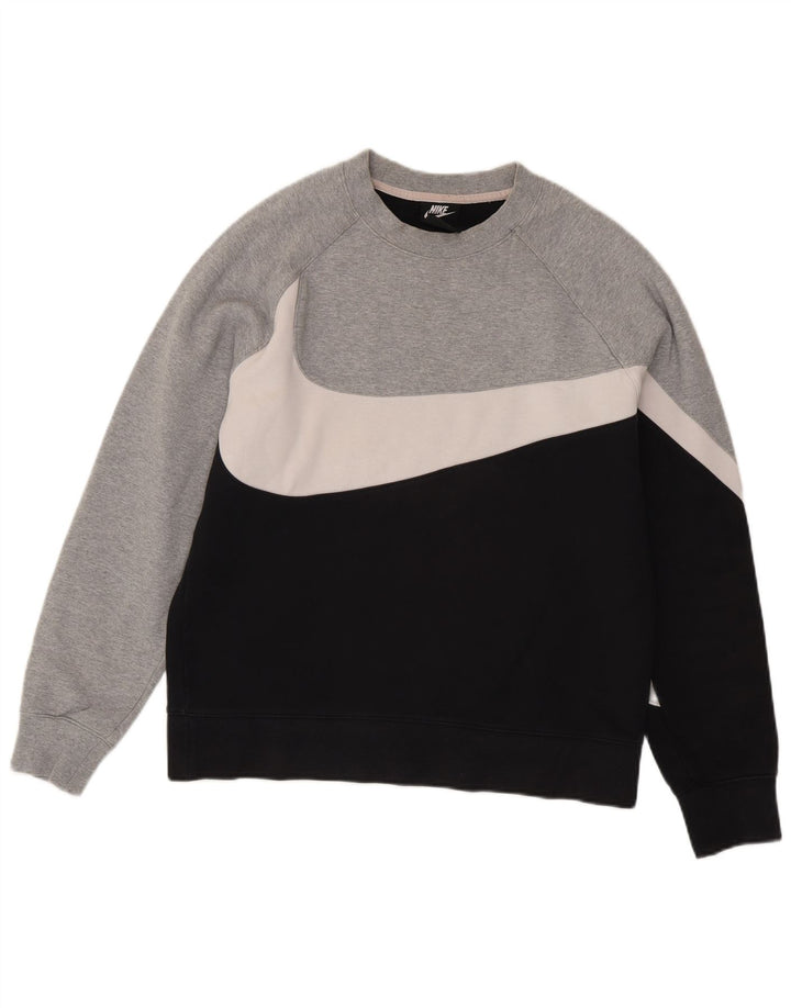 Nike Mens Sweatshirt Jumper Medium Black Colourblock Cotton