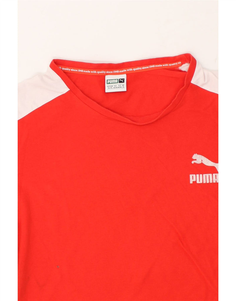 PUMA Mens T-Shirt Top XL Red Cotton | Vintage Puma | Thrift | Second-Hand Puma | Used Clothing | Messina Hembry 