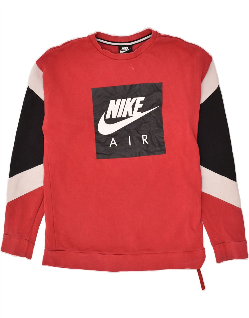 NIKE Mens Air Graphic Sweatshirt Jumper Small Red Colourblock Cotton | Vintage Nike | Thrift | Second-Hand Nike | Used Clothing | Messina Hembry 