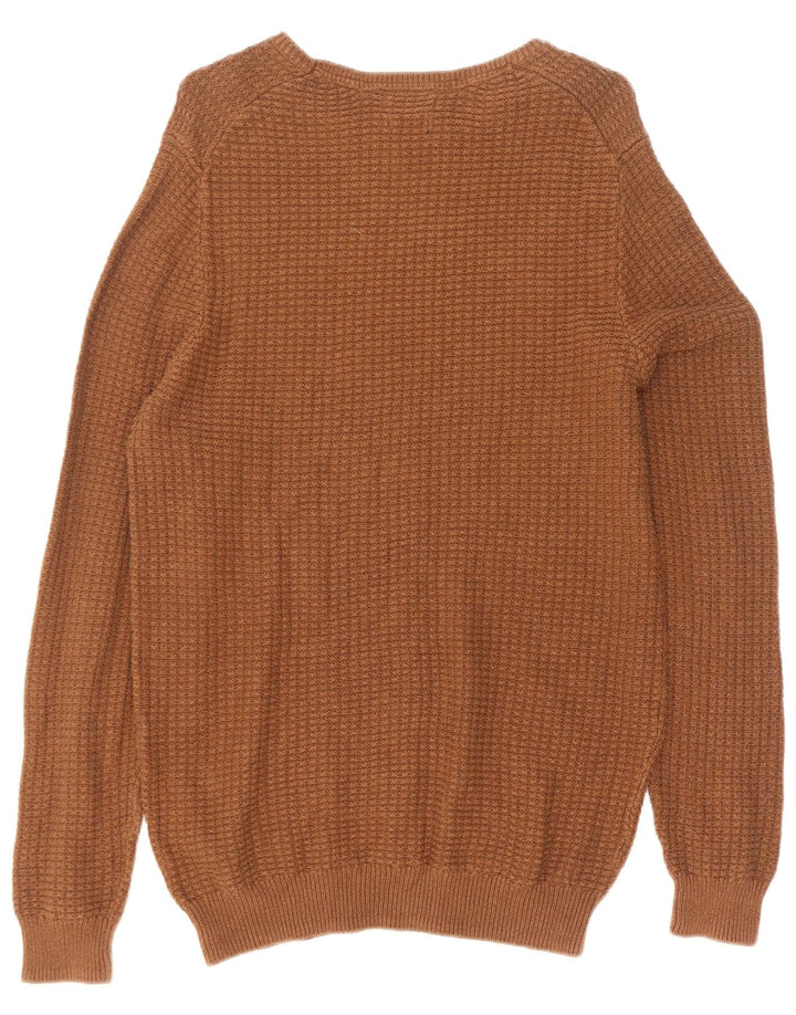 Massimo Dutti Mens Crew Neck Jumper Sweater XL Brown Cotton
