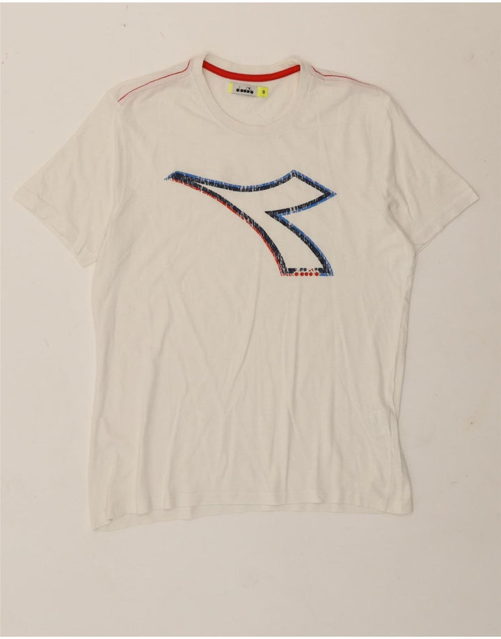 Diadora Mens Graphic T-Shirt Top Small White Cotton
