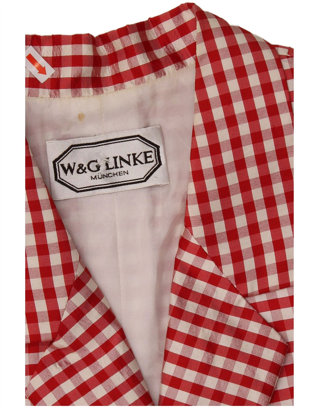 VINTAGE Womens 3 Button Blazer Jacket UK 14 Medium Red Gingham Viscose