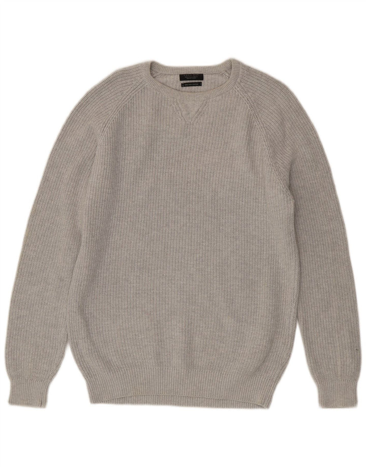 ZARA Mens Crew Neck Jumper Sweater Large Grey Cotton