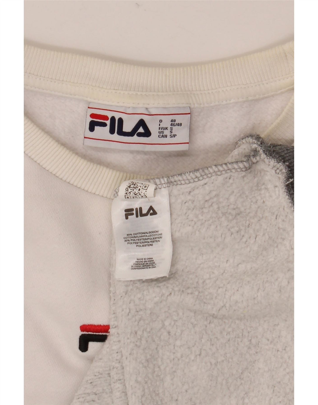 FILA Mens Graphic Sweatshirt Jumper Small Grey Colourblock Cotton