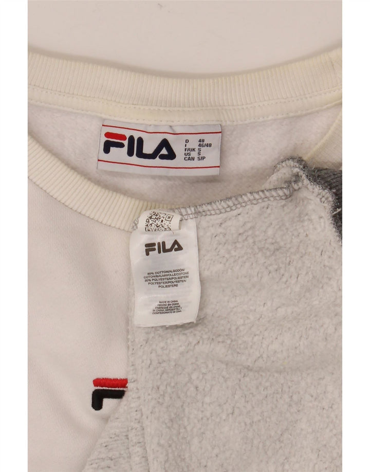 FILA Mens Graphic Sweatshirt Jumper Small Grey Colourblock Cotton