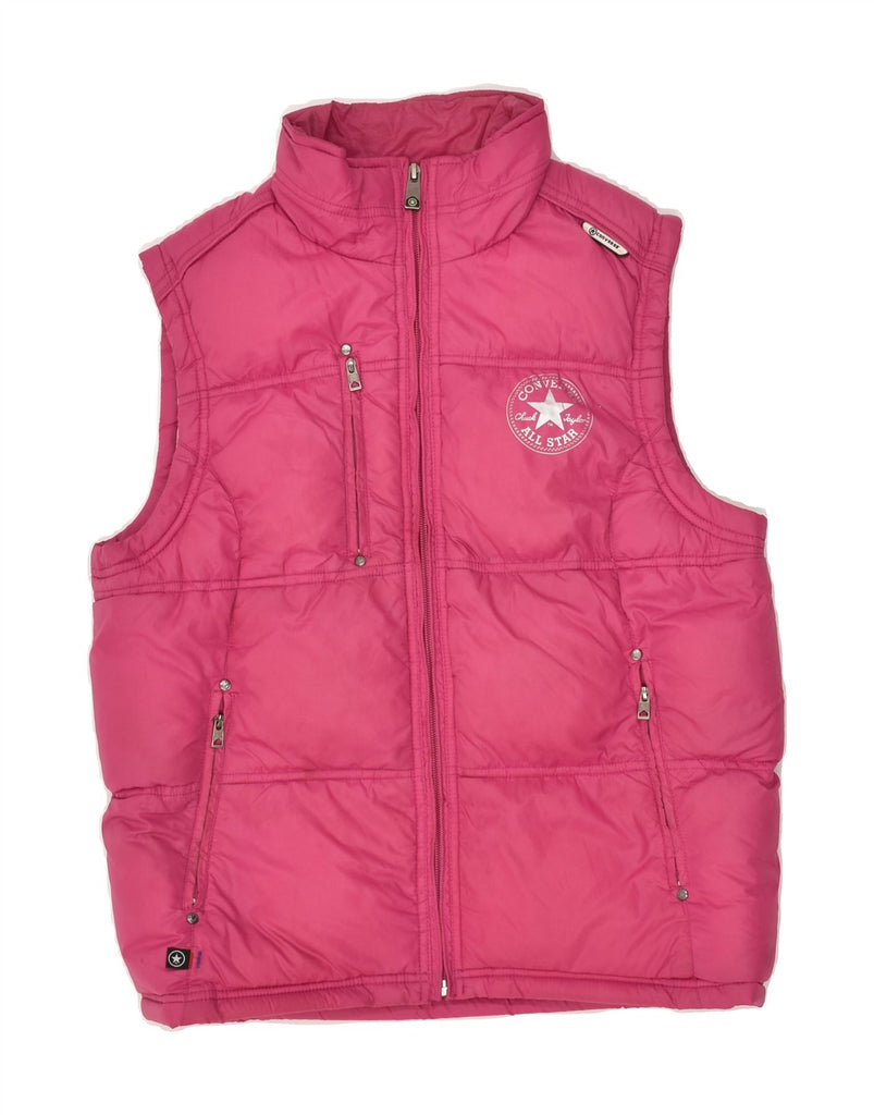 CONVERSE Womens Padded Gilet UK 14 Medium Pink Polyester | Vintage Converse | Thrift | Second-Hand Converse | Used Clothing | Messina Hembry 