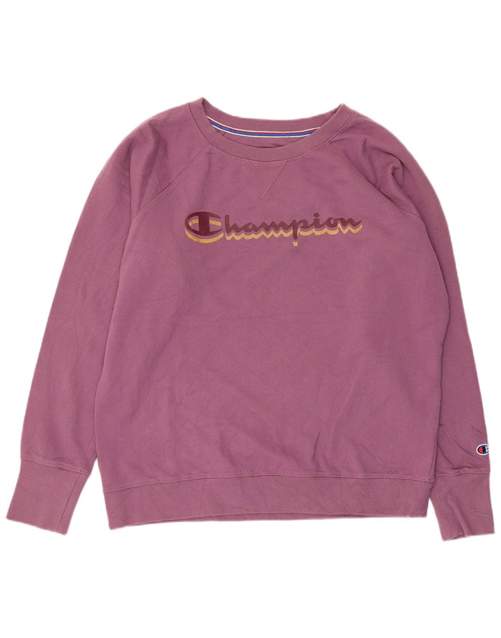 CHAMPION Womens Graphic Sweatshirt Jumper UK 16 Large Purple