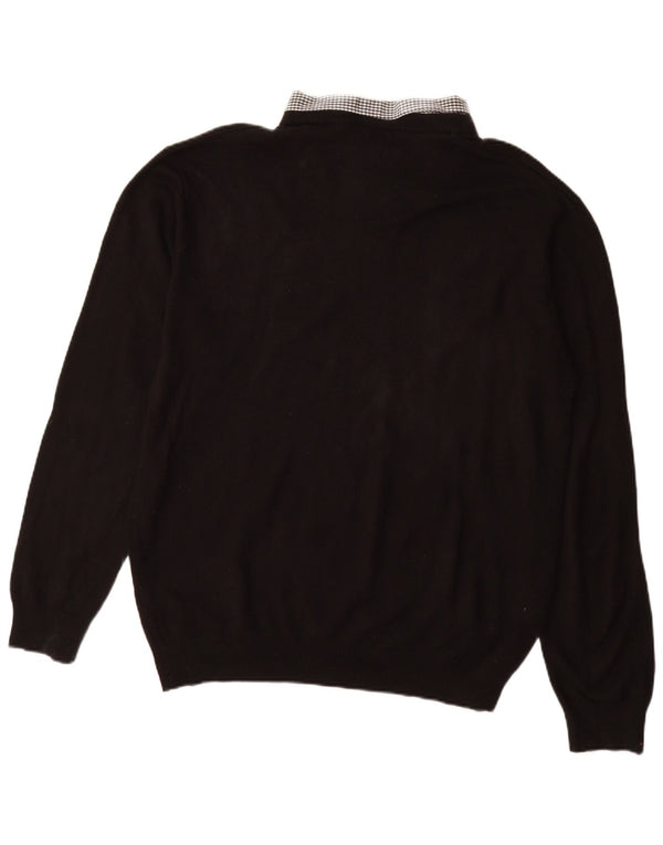 Pierre Cardin Mens V-Neck Jumper Sweater 3XL Black Acrylic