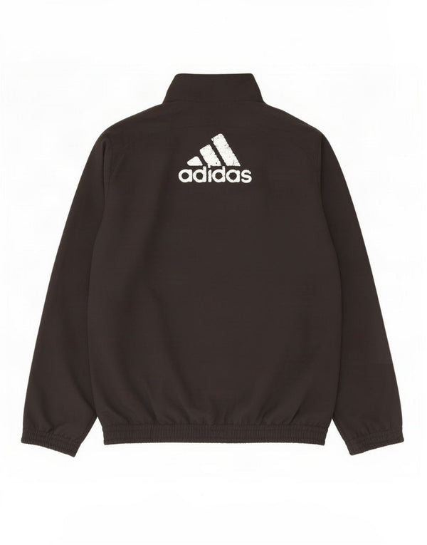 Adidas Boys Graphic Tracksuit Top Jacket 11-12 Years Black Polyester