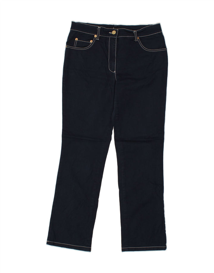 ROCCOBAROCCO Womens Casual Trousers  IT 44 Medium W30 L28 Navy Blue Cotton Vintage Roccobarocco and Second-Hand Roccobarocco from Messina Hembry 