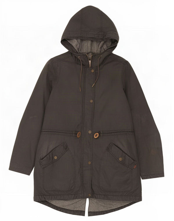 Fat Face Womens Hooded Parka Jacket UK 12 Medium Grey Cotton
