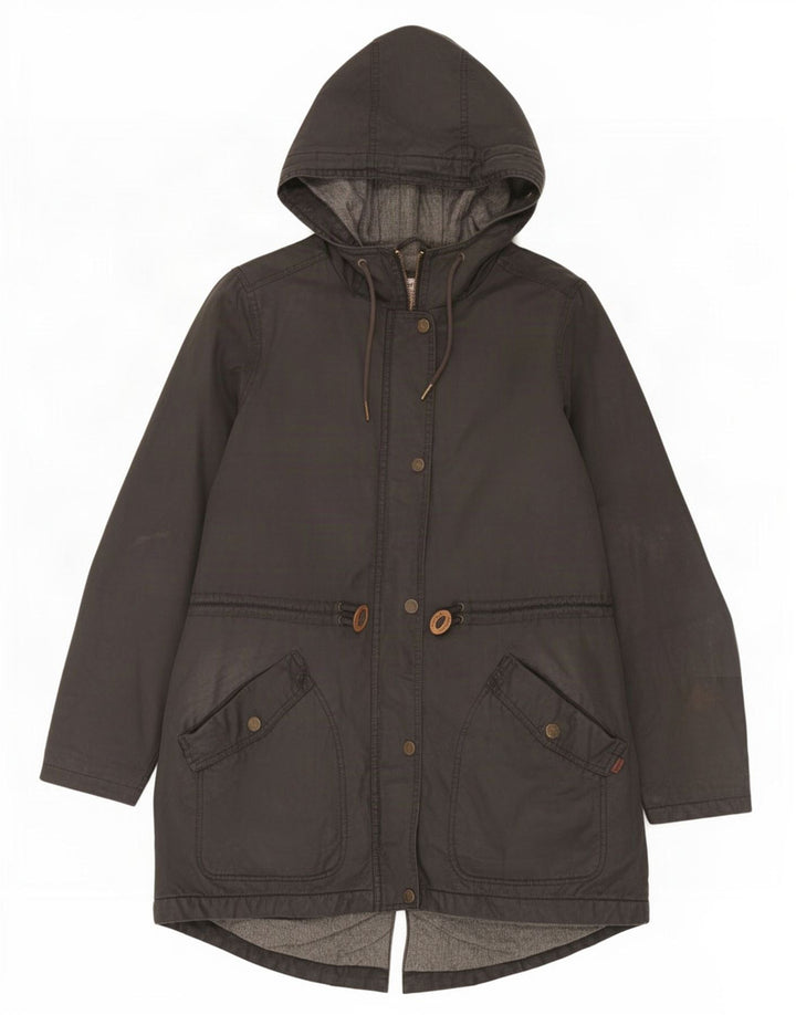 Fat Face Womens Hooded Parka Jacket UK 12 Medium Grey Cotton