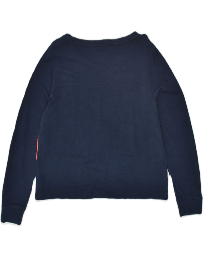 TOMMY HILFIGER Womens Sweatshirt Jumper UK 14 Medium Navy Blue Colourblock | Vintage Tommy Hilfiger | Thrift | Second-Hand Tommy Hilfiger | Used Clothing | Messina Hembry 