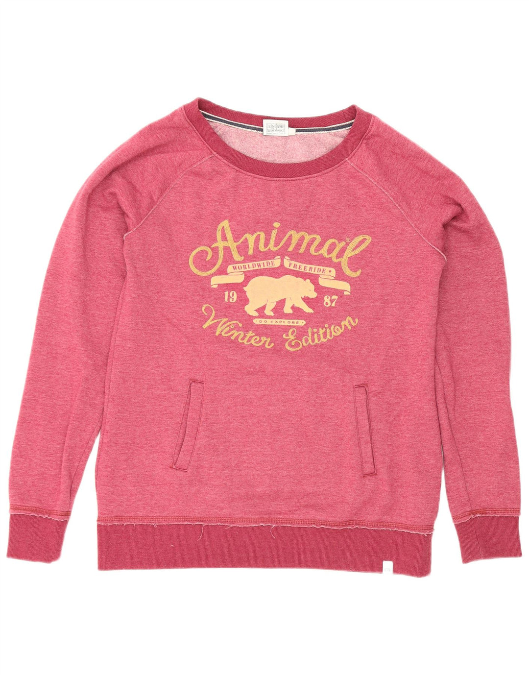 Animal Womens Graphic Sweatshirt Jumper UK 12 Medium Pink Polyester