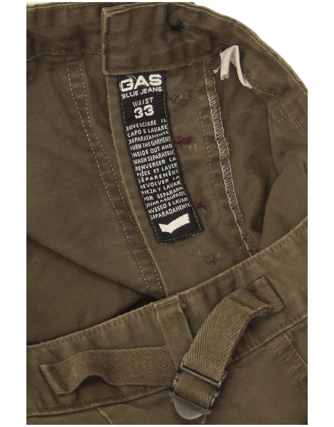 Gas Mens Straight Cargo Trousers W33 L32 Green