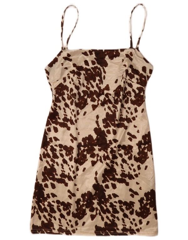 Urban Outfitters Womens Slip Dress UK 12 Medium Brown Animal Print