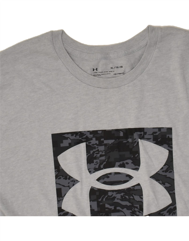 UNDER ARMOUR Womens Tall Graphic T-Shirt Top UK 18 XL Grey Cotton | Vintage Under Armour | Thrift | Second-Hand Under Armour | Used Clothing | Messina Hembry 