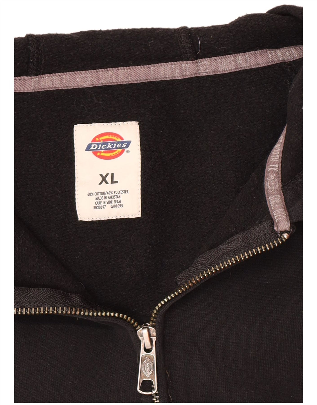 Dickies Womens Zip Hoodie Sweater UK 18 XL Black Cotton