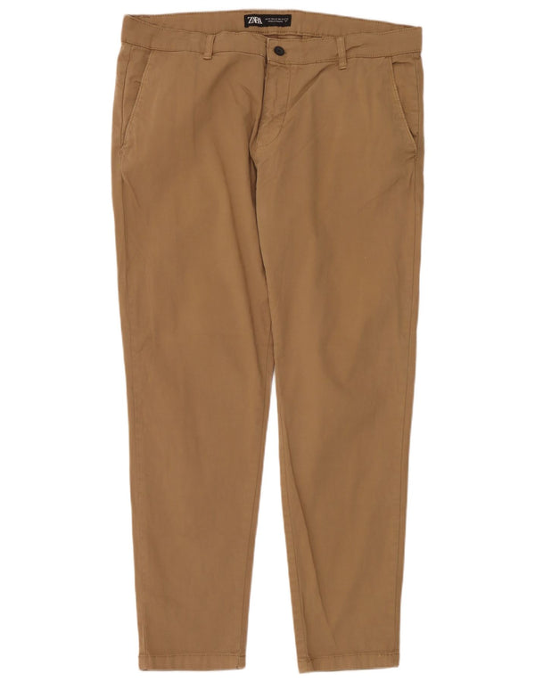 Zara Mens Slim Chino Trousers EU 48 XL W38 L31 Beige