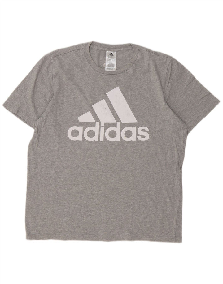 Adidas Mens Graphic T-Shirt Top Large Grey Cotton