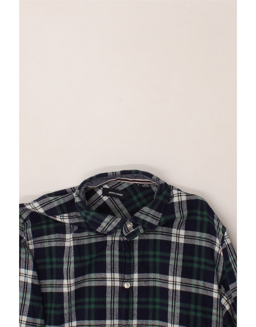 JACK & JONES Mens Flannel Shirt Large Navy Blue Check Cotton Vintage Jack & Jones and Second-Hand Jack & Jones from Messina Hembry 