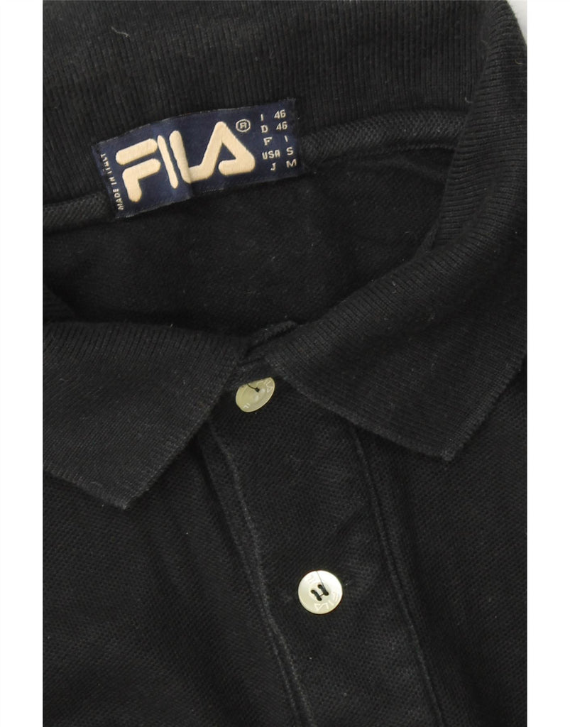 FILA Mens Long Sleeve Polo Shirt IT 46 Small Black Vintage Fila and Second-Hand Fila from Messina Hembry 
