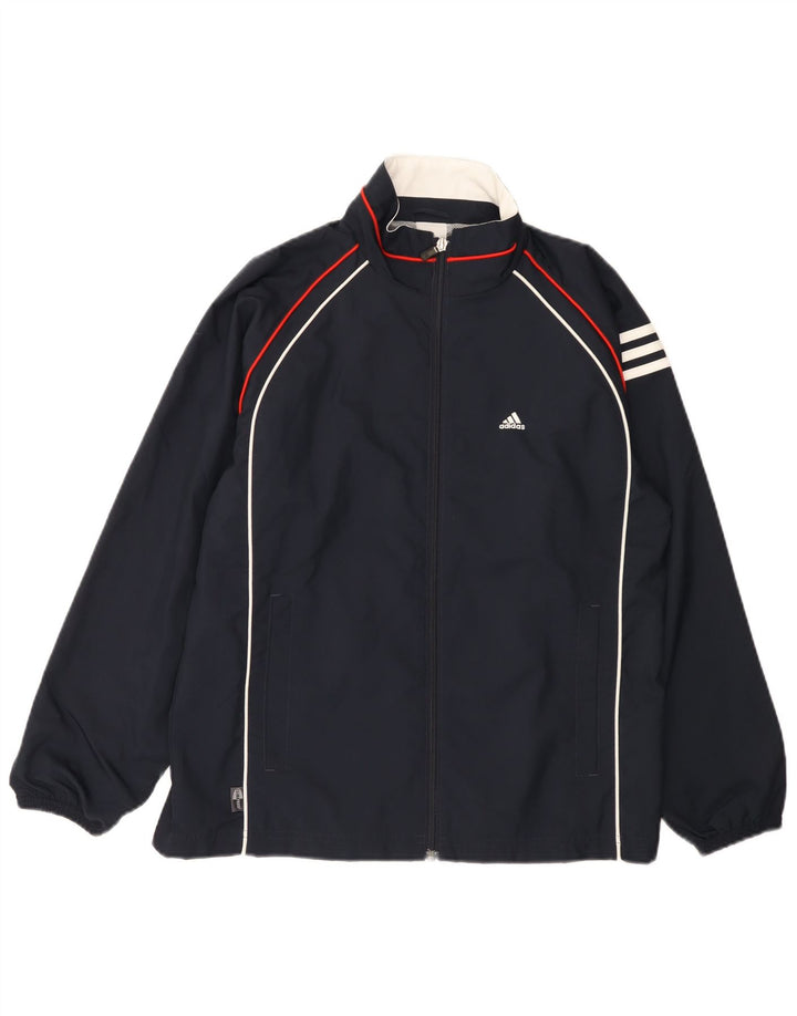 Adidas Womens Clima Proof Rain Jacket UK 12 Medium Navy Blue Colourblock