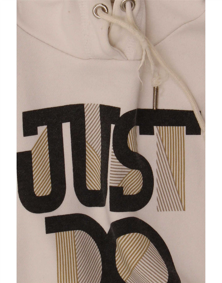 Nike Womens Graphic Hoodie Jumper UK 14 Medium White Cotton
