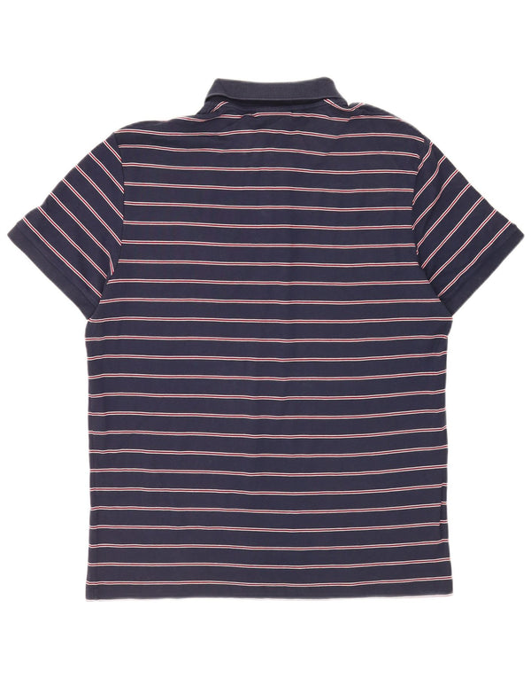 Lacoste Mens Regular Fit Polo Shirt XL Navy Blue Striped Cotton