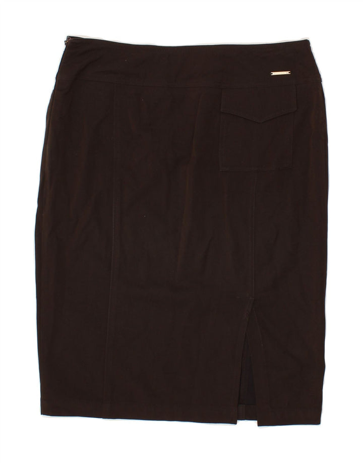 TRUSSARDI Womens Pencil Skirt IT 44 Medium W32 Brown Polyester Vintage Trussardi and Second-Hand Trussardi from Messina Hembry 