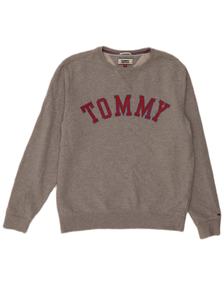 Tommy Hilfiger Womens Graphic Sweatshirt Jumper UK 14 Medium Grey Flecked