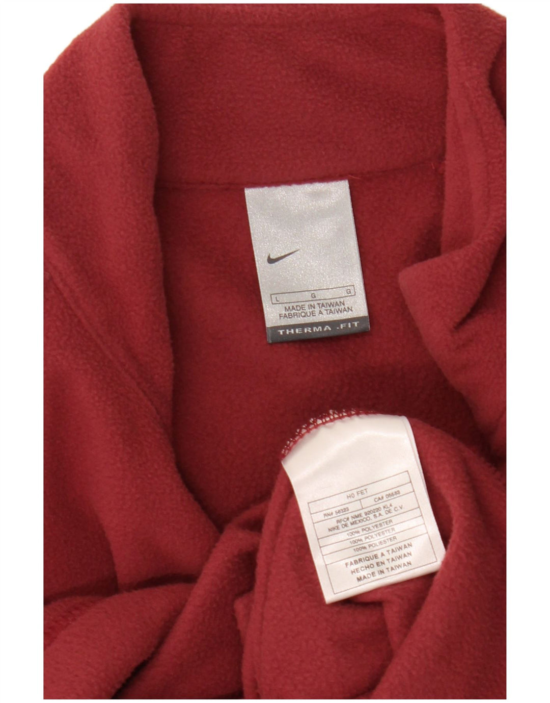 NIKE Mens Therma-Fit Zip Neck Fleece Jumper Large Burgundy Polyester