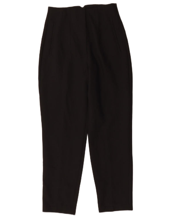 Zara Womens High Waist Tapered Suit Trousers Small W26 L27 Black Polyester