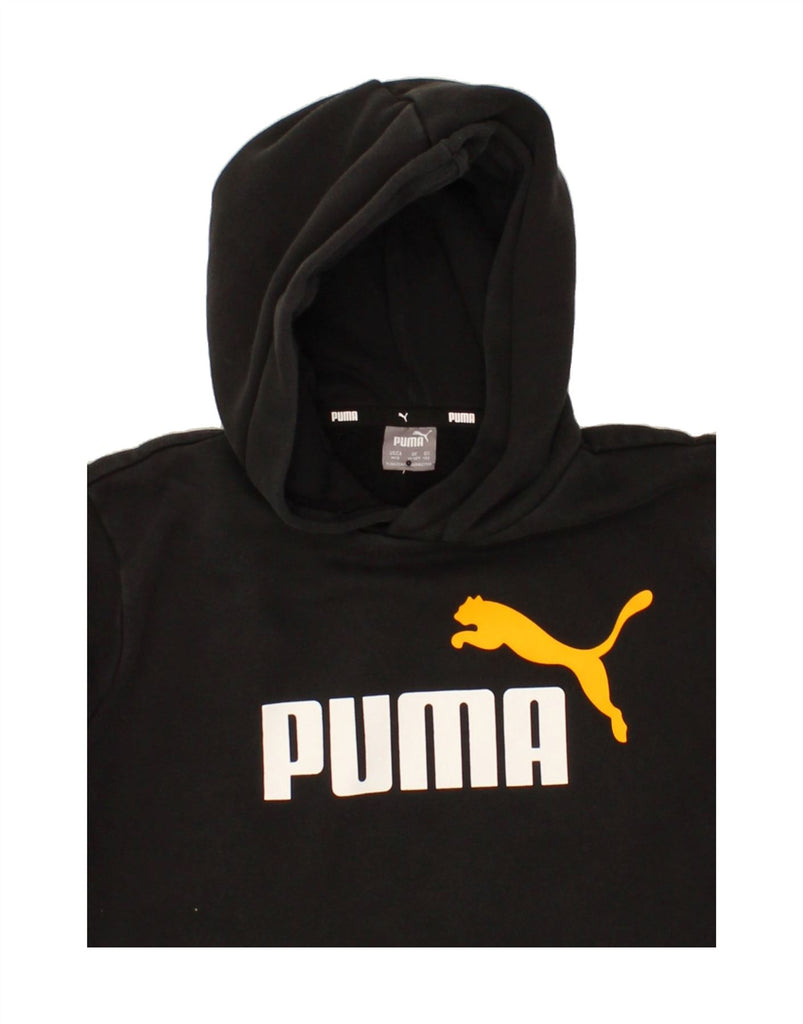 PUMA Boys Graphic Hoodie Jumper 11-12 Years Black Cotton | Vintage Puma | Thrift | Second-Hand Puma | Used Clothing | Messina Hembry 