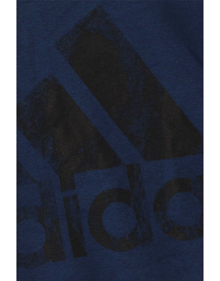 Adidas Mens Graphic Hoodie Jumper Medium Blue Cotton