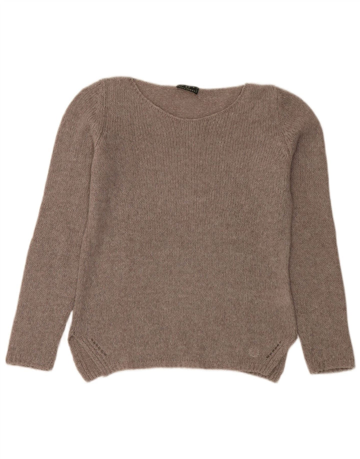 Fred Perry Womens Boat Neck Jumper Sweater UK 10 Small Grey Polyamide