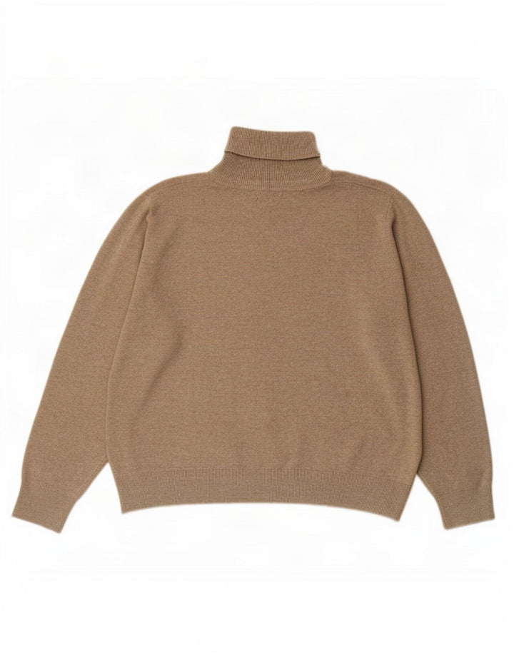 Marks & Spencer Mens Roll Neck Jumper Sweater Large Brown Flecked Polyester