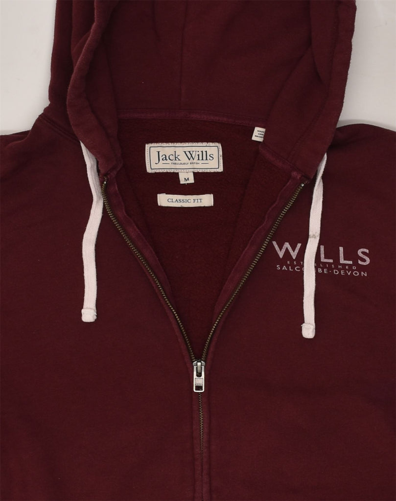 JACK WILLS Mens Classic Fit Zip Hoodie Sweater Medium Burgundy Cotton | Vintage Jack Wills | Thrift | Second-Hand Jack Wills | Used Clothing | Messina Hembry 