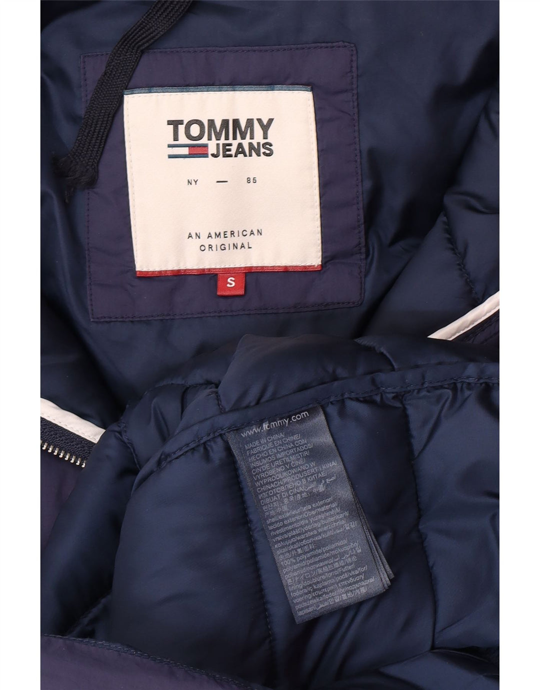 Tommy Hilfiger Womens Hooded Padded Coat UK 10 Small Navy Blue Polyamide