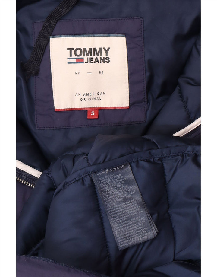 Tommy Hilfiger Womens Hooded Padded Coat UK 10 Small Navy Blue Polyamide