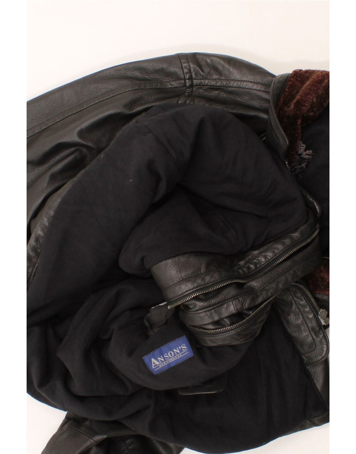 VINTAGE Mens Leather Jacket UK 40 Large Black Leather Vintage Vintage and Second-Hand Vintage from Messina Hembry 