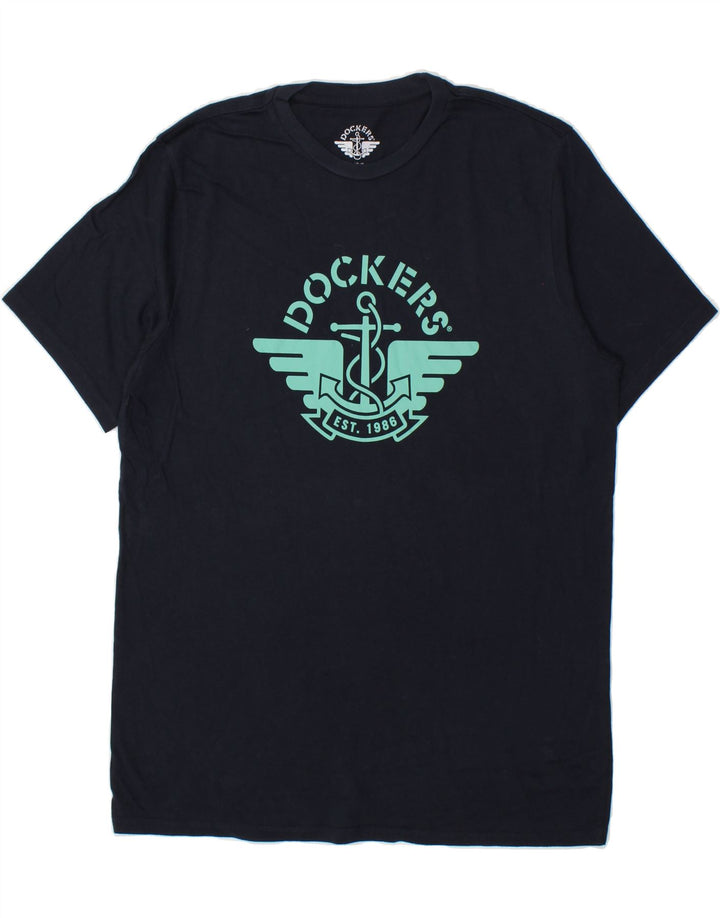 DOCKERS Mens Graphic T-Shirt Top Large Navy Blue Vintage Dockers and Second-Hand Dockers from Messina Hembry 