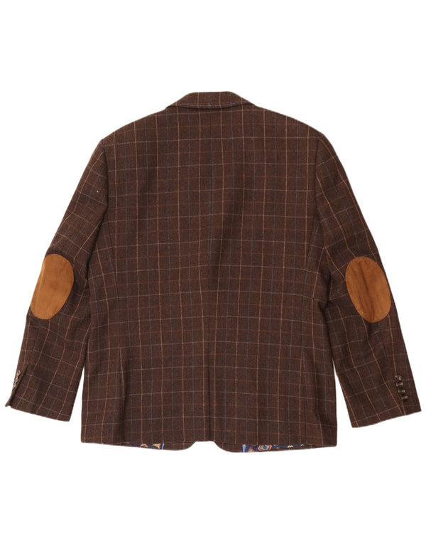 Harvey & Jones Mens Regular Fit Blazer Jacket UK 46 3XL Brown Check