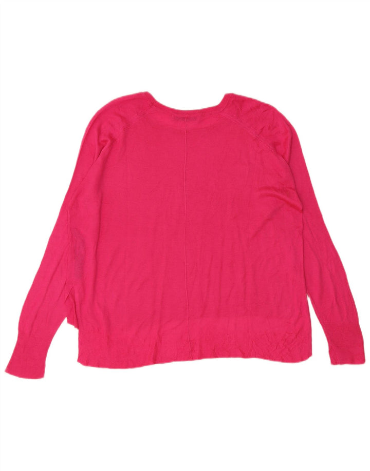 Zara Womens Oversized Boat Neck Jumper Sweater UK 14 Medium Pink Viscose