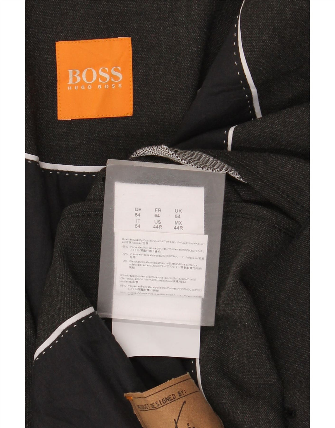 Hugo Boss Mens 2 Button Blazer Jacket EU 54 2XL Grey Polyester