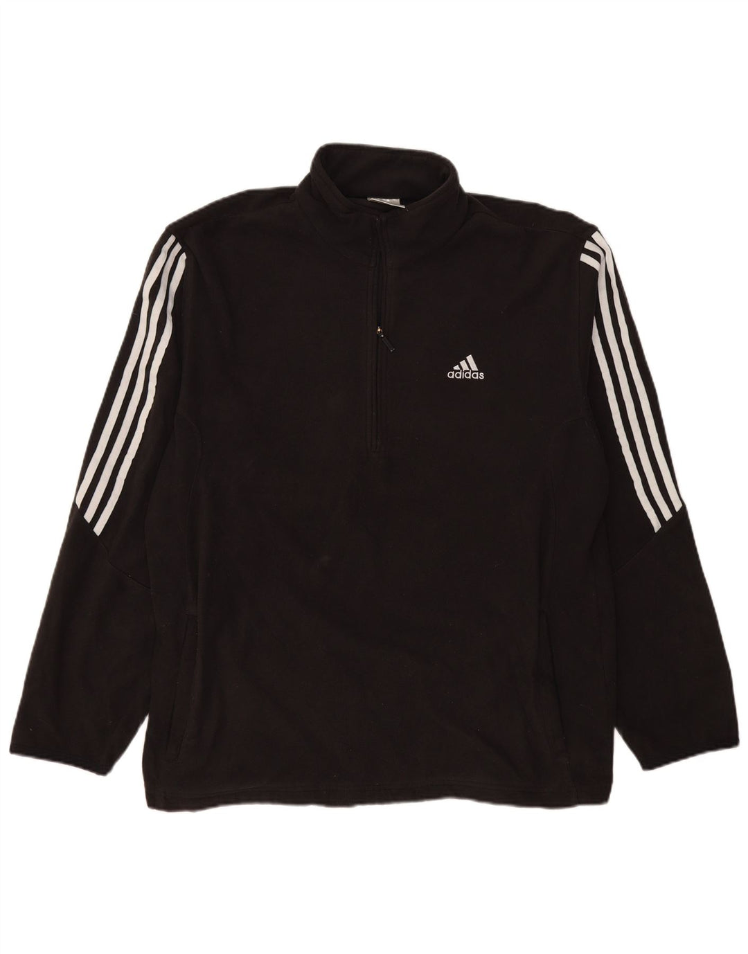 Adidas Mens Zip Neck Fleece Jumper XL Black Polyester